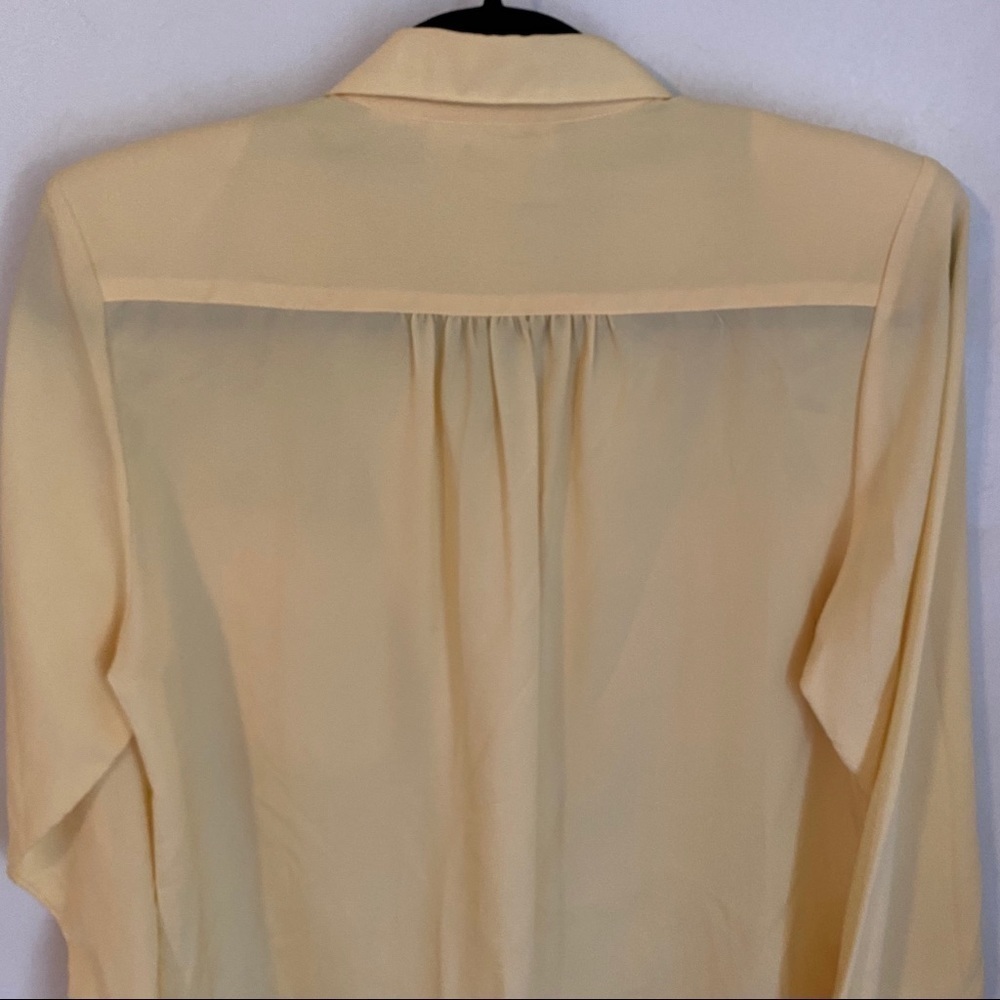 Vintage Soft butter Yellow Full Sleeves Blouse Collared - Picture 9 of 15